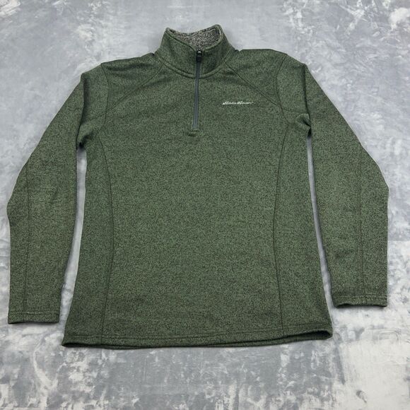 Eddie Bauer Jacket Mens Size M Green Radiator Fleece 1/4 Zip Pullover Mock Neck - Picture 1 of 8